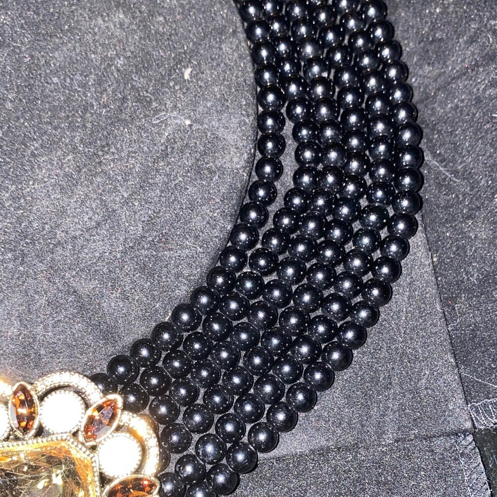 Authentic Heidi Daus Elegant Know How Black Brown and Gold Beaded Necklace - Picture 7 of 8